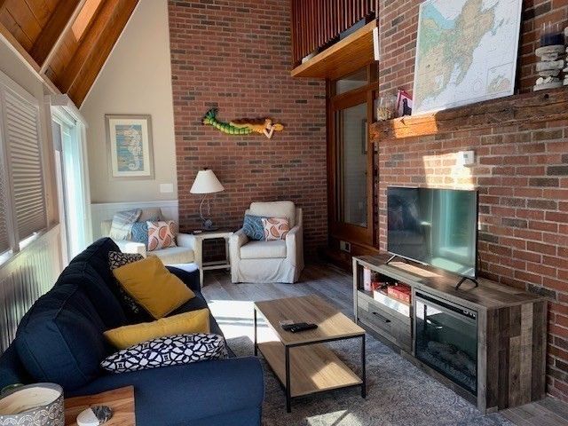 Interior, Living room, Stone Walls, Wooden Beams, Wood Texture Flooring