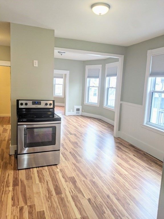 Interior, Kitchen, Stainless Steel Appliances, Wood Texture Flooring
