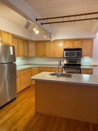 Interior, Kitchen, Stainless Steel Appliances, Wood Texture Flooring