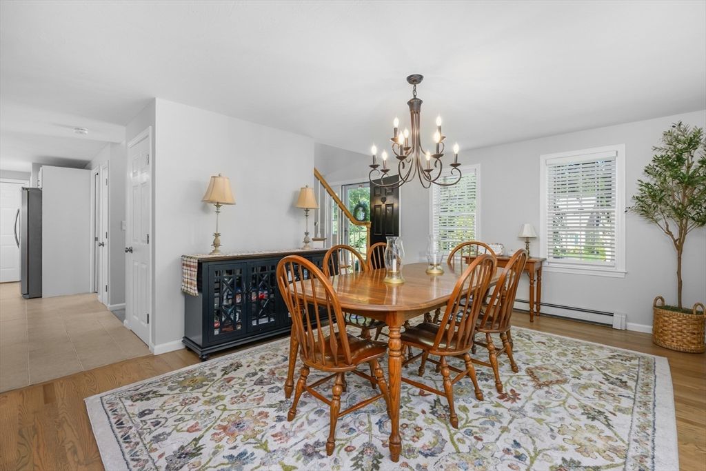 Chandelier, Dining room, Interior, Wood Texture Flooring