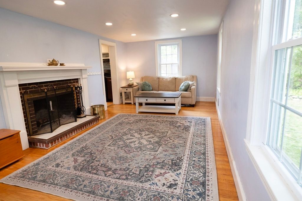 Fireplace, Interior, Recessed Lighting, Wood Texture Flooring