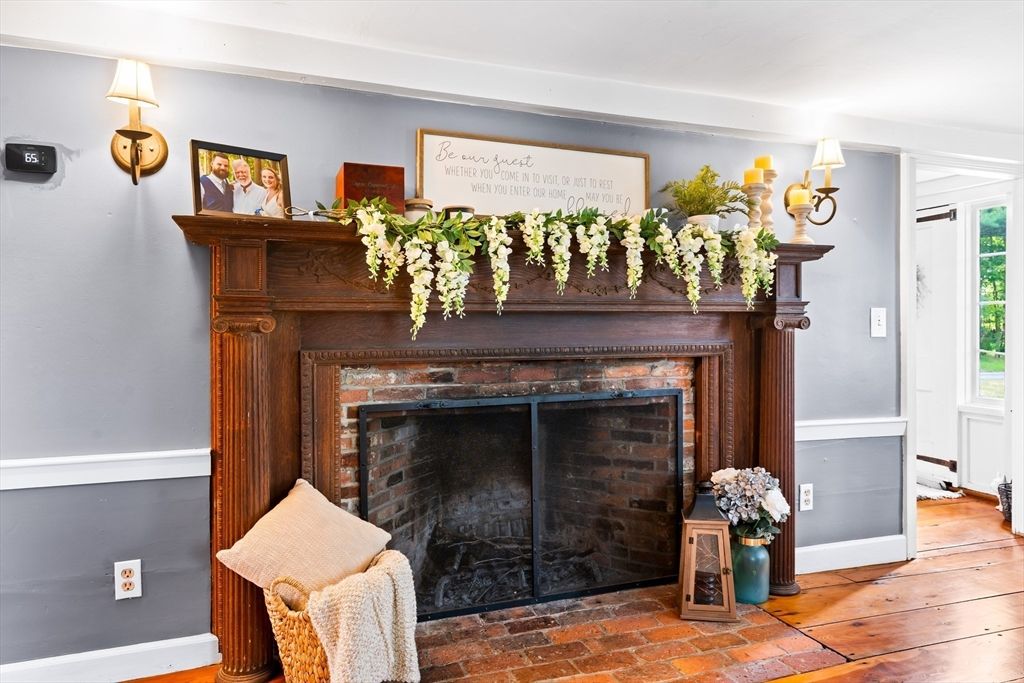 Fireplace, Interior, Wood Texture Flooring