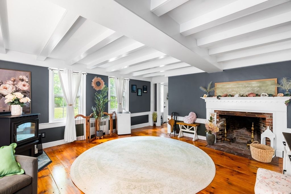 Fireplace, Interior, Recessed Lighting, Wood Texture Flooring