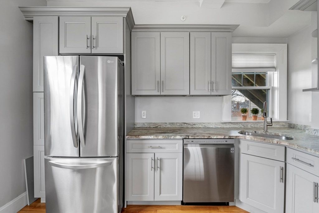 Interior, Kitchen, Stainless Steel Appliances, Wood Texture Flooring