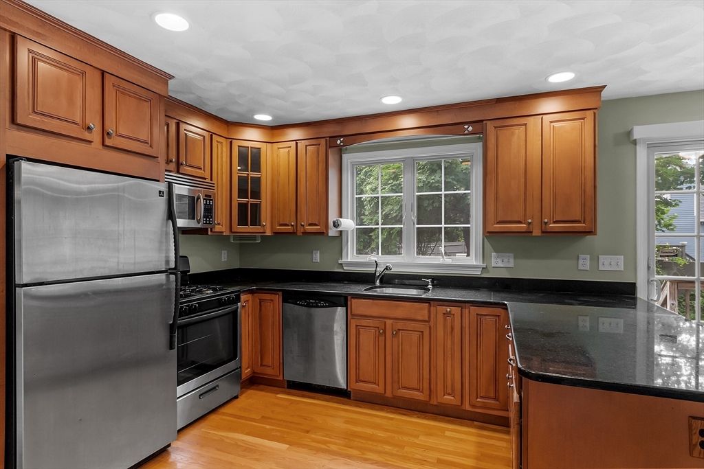 Interior, Kitchen, Recessed Lighting, Wood Texture Flooring