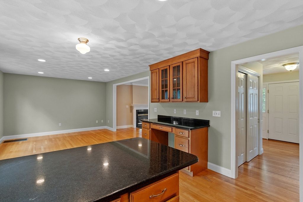 Empty room, Interior, Kitchen, Recessed Lighting, Wood Texture Flooring