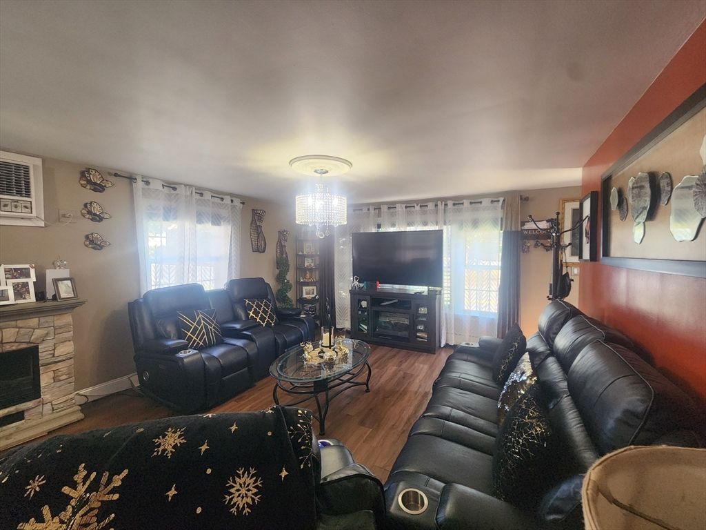 Chandelier, Fireplace, Interior, Living room, Wood Texture Flooring