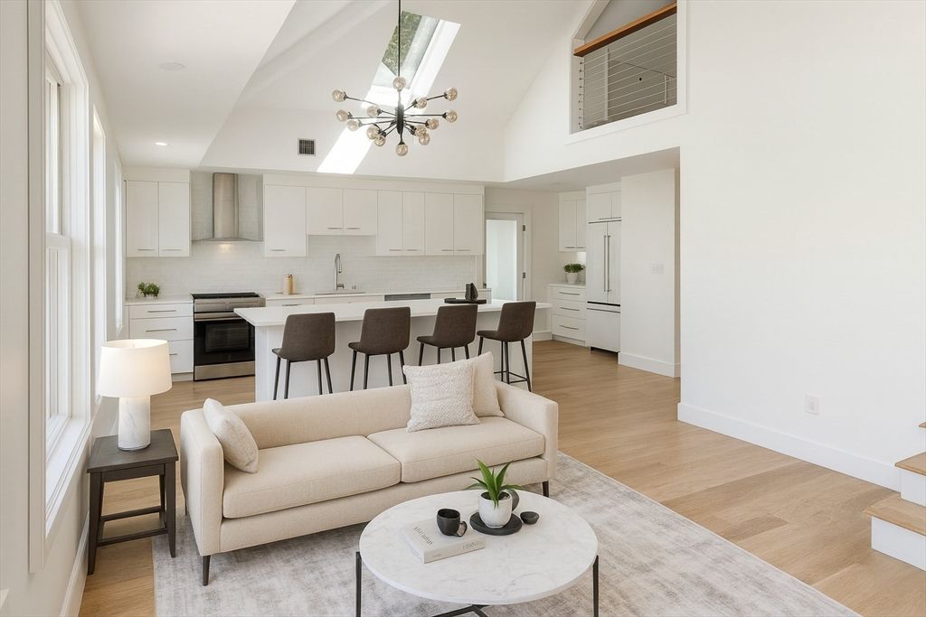 Interior, Kitchen, Living room, Pendant Lights, Recessed Lighting, Stainless Steel Appliances, Wood Texture Flooring