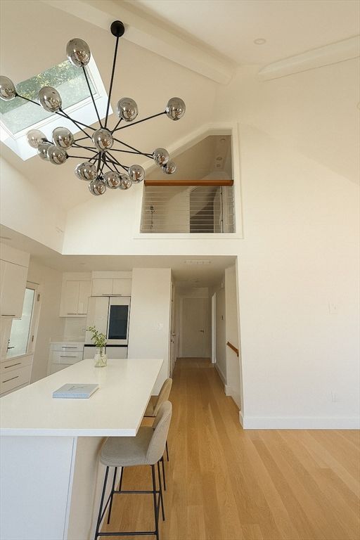 Dining room, Interior, Kitchen, Pendant Lights, Wood Texture Flooring