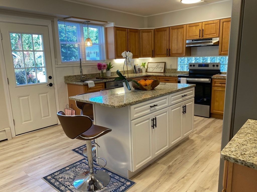 Interior, Kitchen, Pendant Lights, Stainless Steel Appliances, Wood Texture Flooring