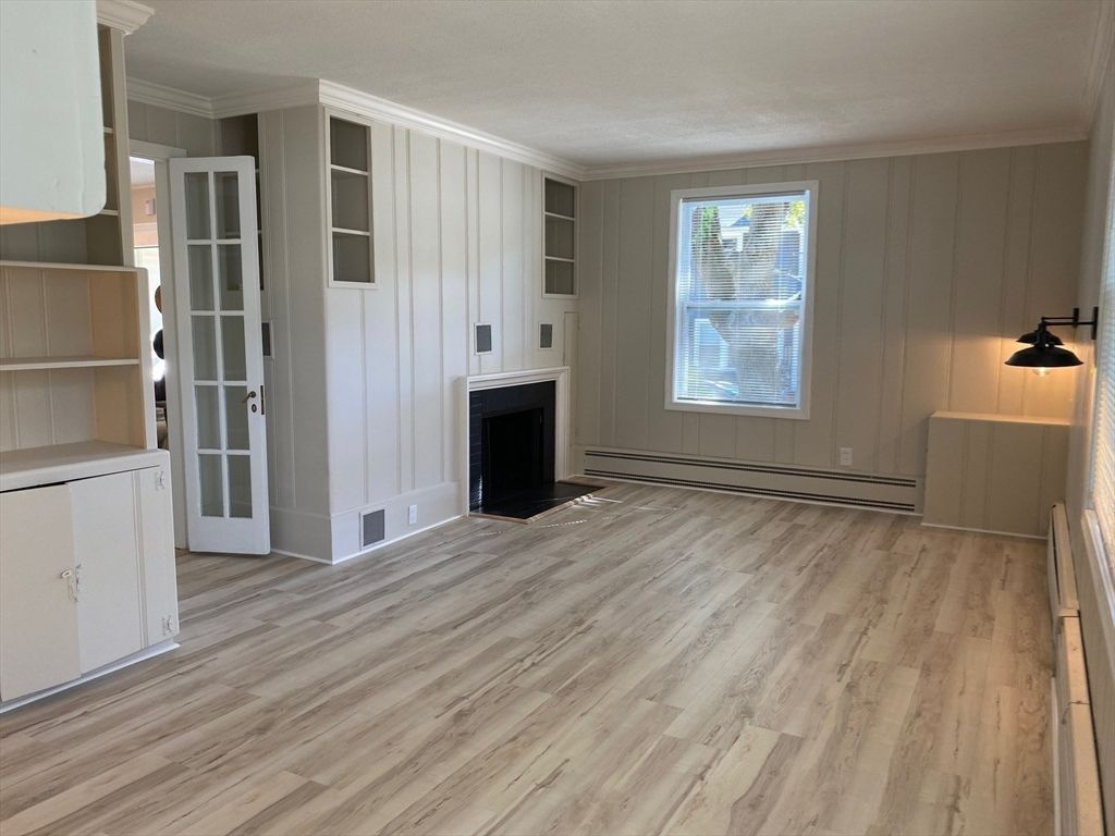 Empty room, Fireplace, Interior, Wood Texture Flooring