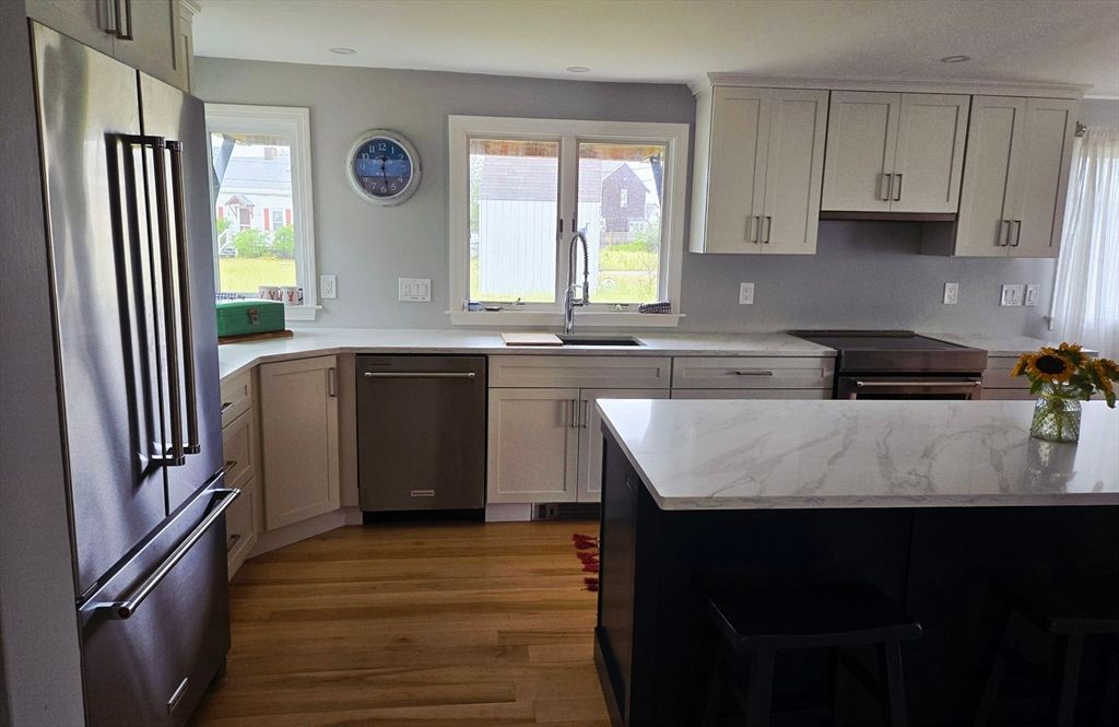 Interior, Kitchen, Stainless Steel Appliances, Wood Texture Flooring
