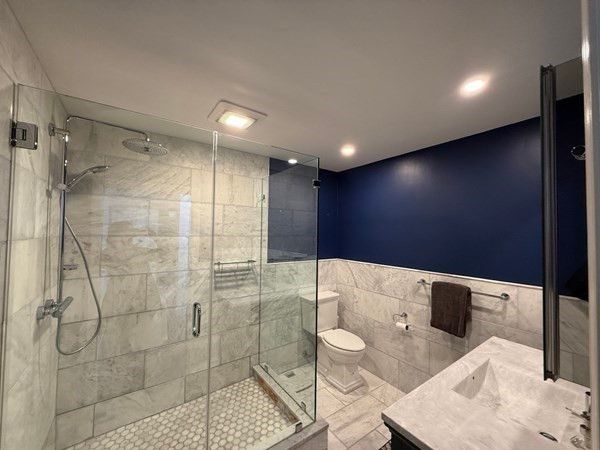 Bathroom, Glass Shower, Interior, Recessed Lighting