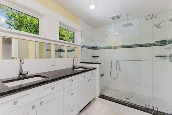 Bathroom, Dual Sink Vanities, Glass Shower, Interior, Recessed Lighting