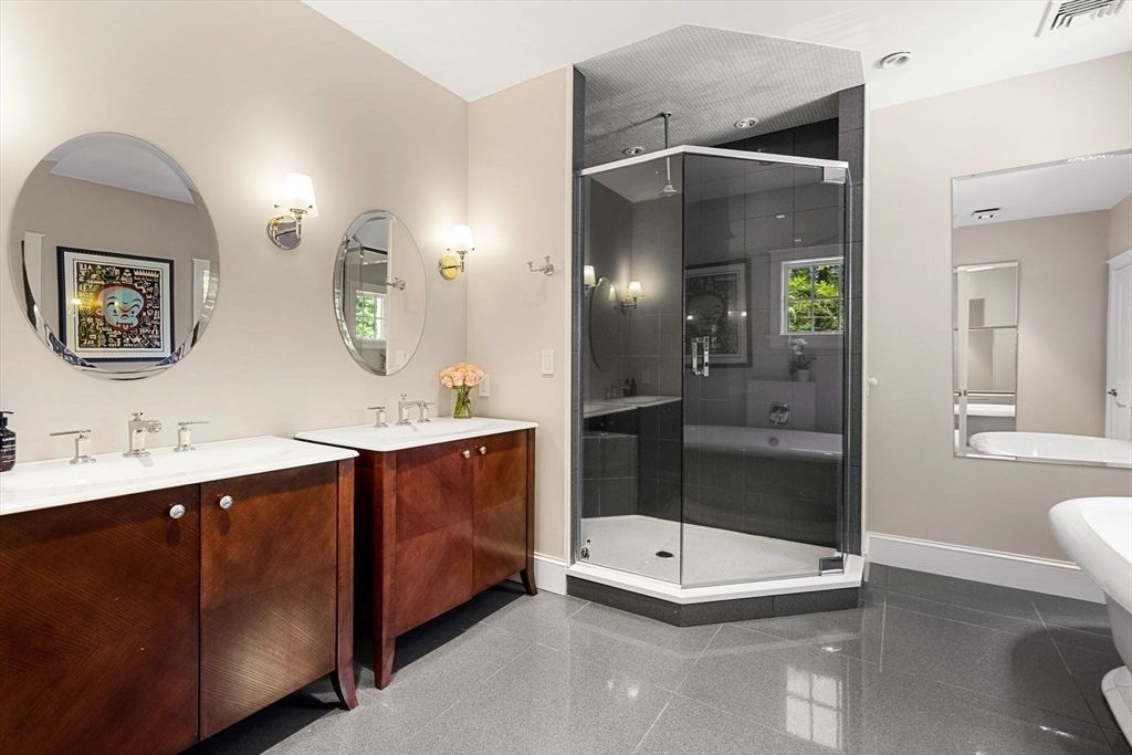 Bathroom, Dual Sink Vanities, Glass Shower, Interior