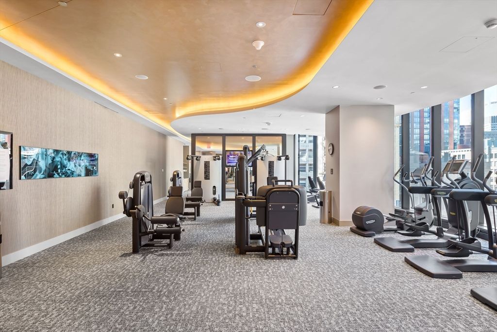 Fitness Equipment, Gym, Interior, Recessed Lighting