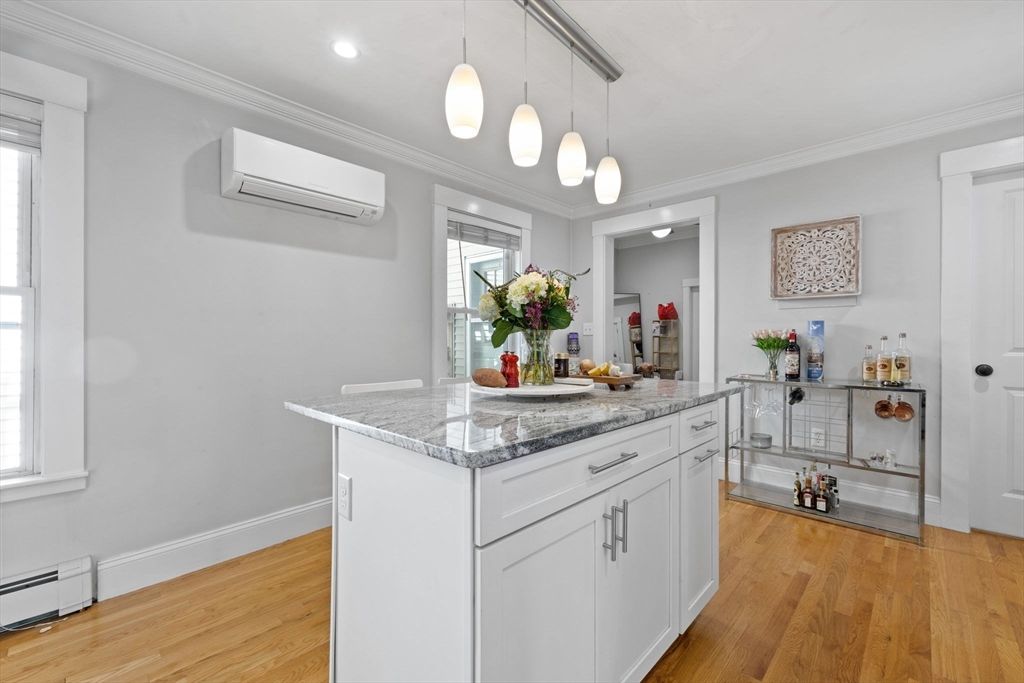 Interior, Kitchen, Pendant Lights, Recessed Lighting, Wood Texture Flooring