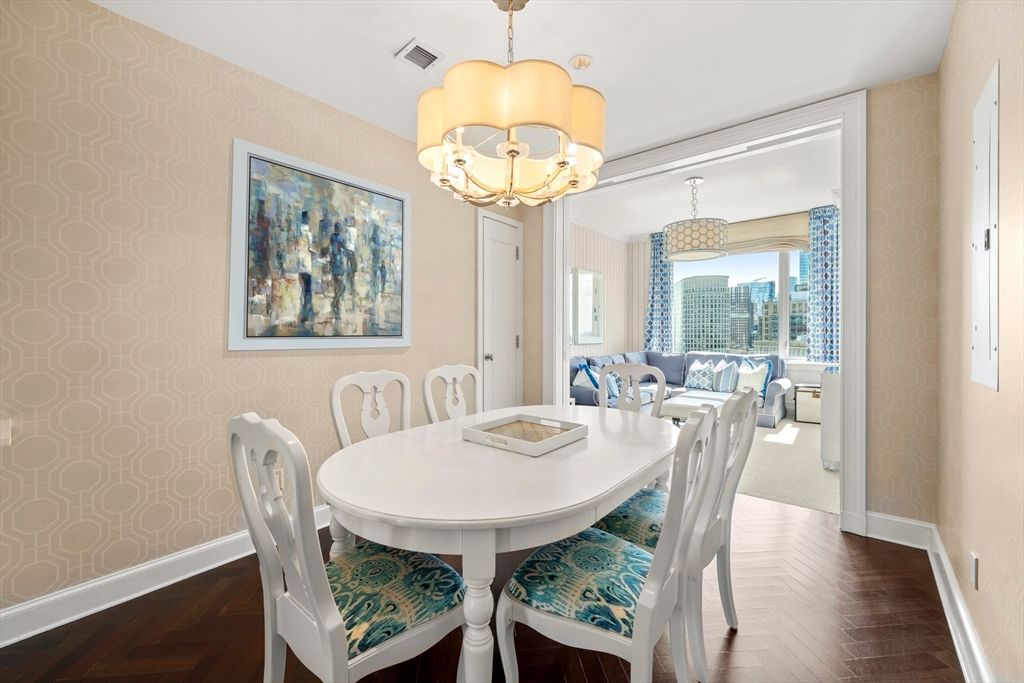 Chandelier, Dining room, Interior, Wood Texture Flooring