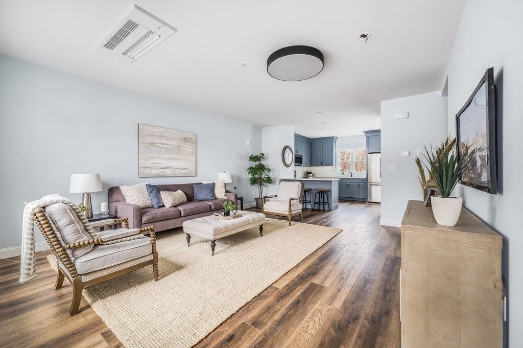 Interior, Kitchen, Living room, Recessed Lighting, Wood Texture Flooring