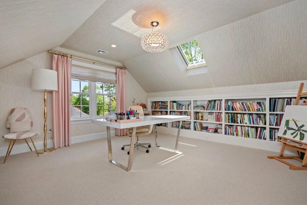 Chandelier, Home Office, Interior, Recessed Lighting