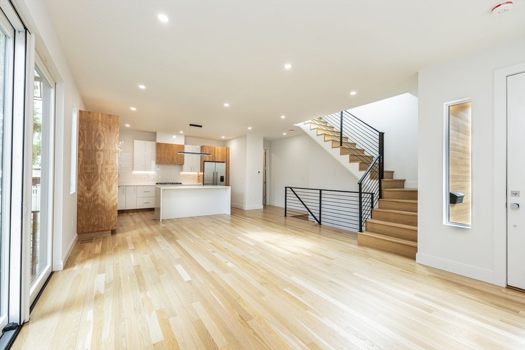 Interior, Kitchen, Pendant Lights, Recessed Lighting, Wood Texture Flooring