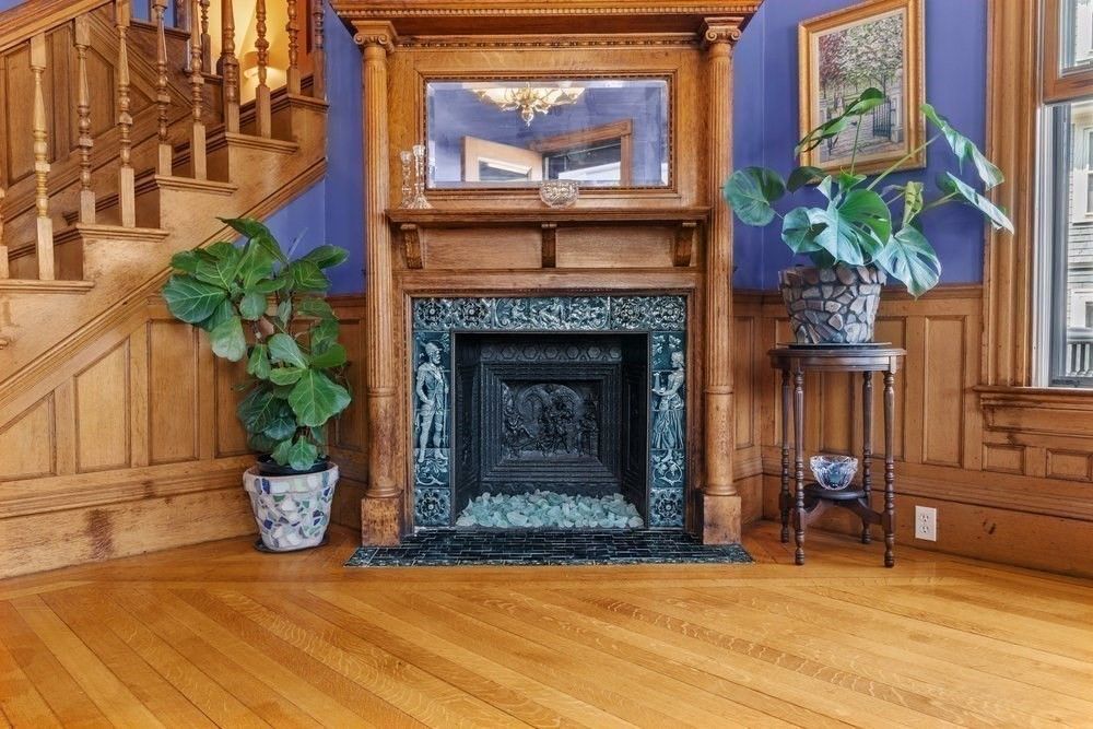 Fireplace, Interior, Wood Texture Flooring, Wooden Walls