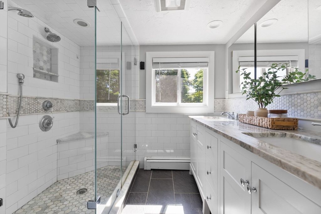 Bathroom, Dual Sink Vanities, Glass Shower, Interior, Recessed Lighting