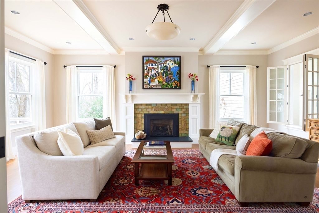 Fireplace, Interior, Living room, Pendant Lights, Recessed Lighting