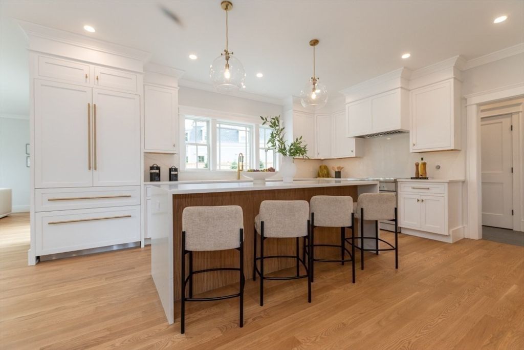 Interior, Kitchen, Pendant Lights, Recessed Lighting, Wood Texture Flooring
