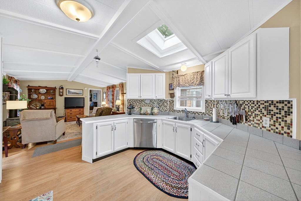 Interior, Kitchen, Living room, Stainless Steel Appliances, Tile Countertops, Wood Texture Flooring