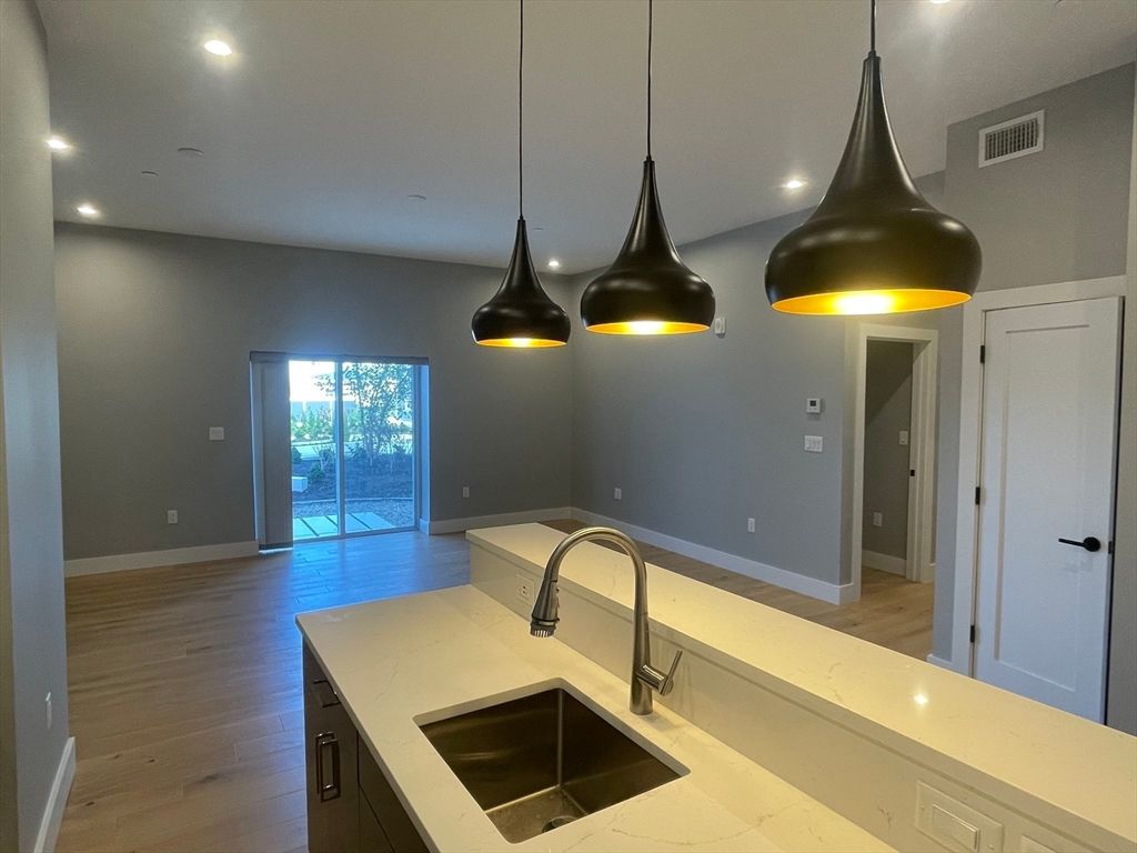 Interior, Kitchen, Recessed Lighting, Wood Texture Flooring