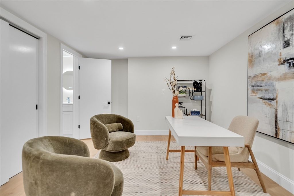 Home Office, Interior, Recessed Lighting, Wood Texture Flooring