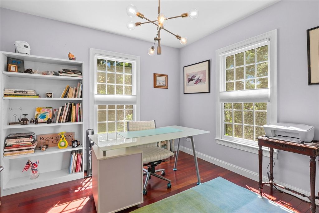 Home Office, Interior, Pendant Lights, Wood Texture Flooring