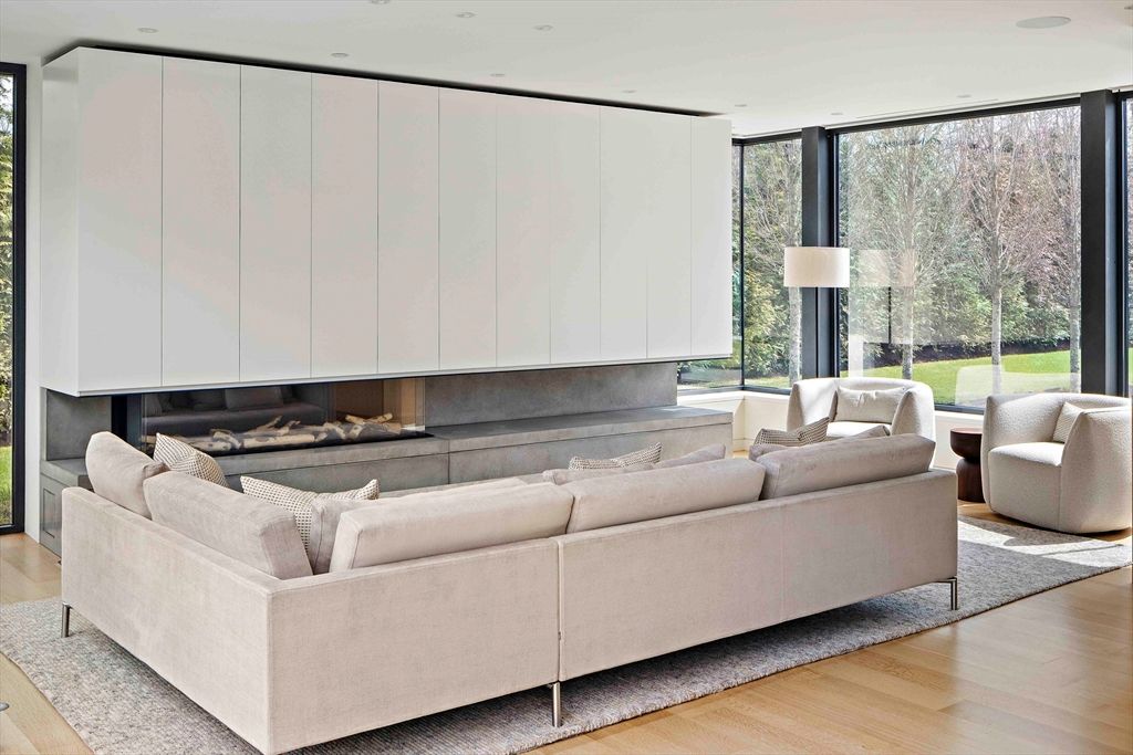 Interior, Living room, Recessed Lighting, Wood Texture Flooring