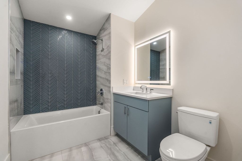 Bathroom, Interior, Recessed Lighting, Wood Texture Flooring
