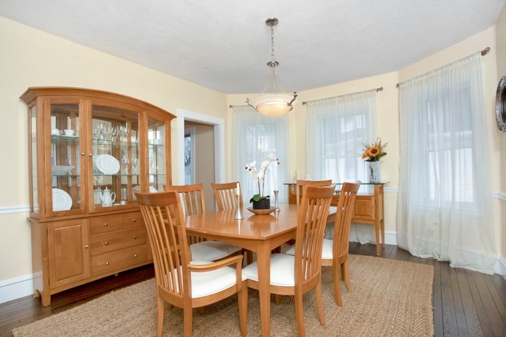 Dining room, Interior, Pendant Lights, Wood Texture Flooring