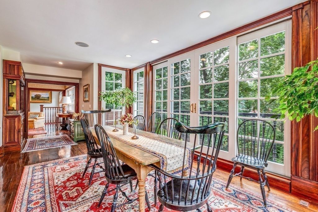 Dining room, Interior, Recessed Lighting, Wood Texture Flooring