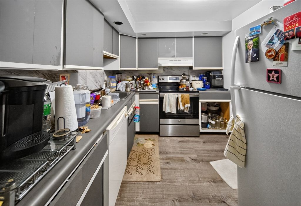 Interior, Kitchen, Stainless Steel Appliances, Wood Texture Flooring