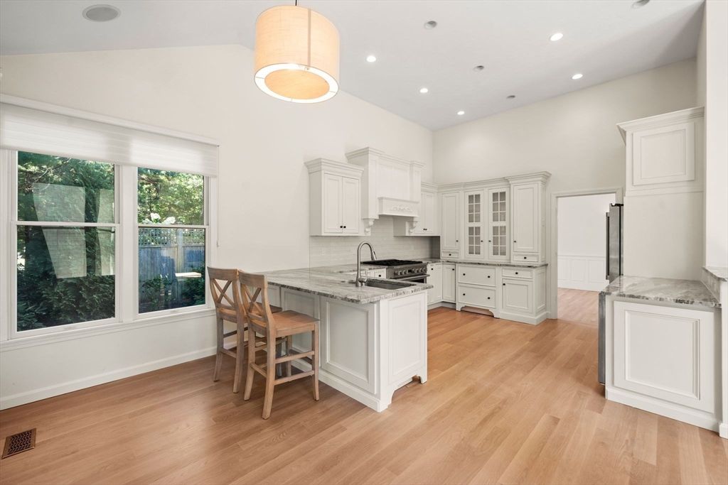 Interior, Kitchen, Pendant Lights, Recessed Lighting, Wood Texture Flooring
