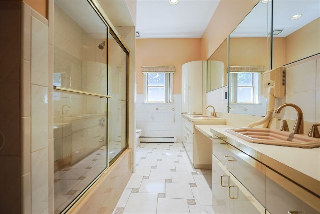 Bathroom, Dual Sink Vanities, Glass Shower, Interior, Recessed Lighting