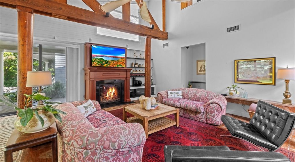 Fireplace, Interior, Living room, Wooden Beams