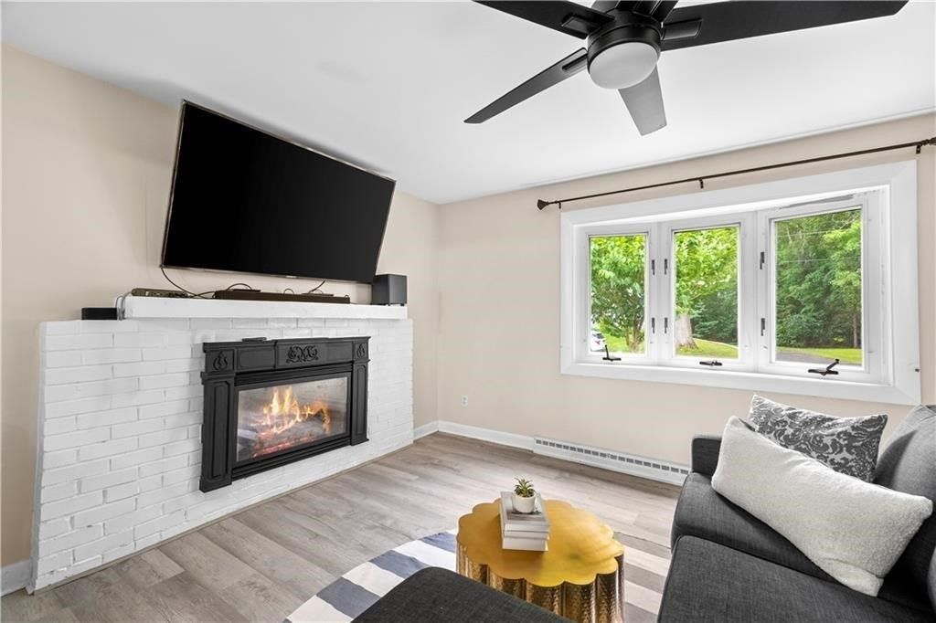 Fireplace, Interior, Living room, Wood Texture Flooring