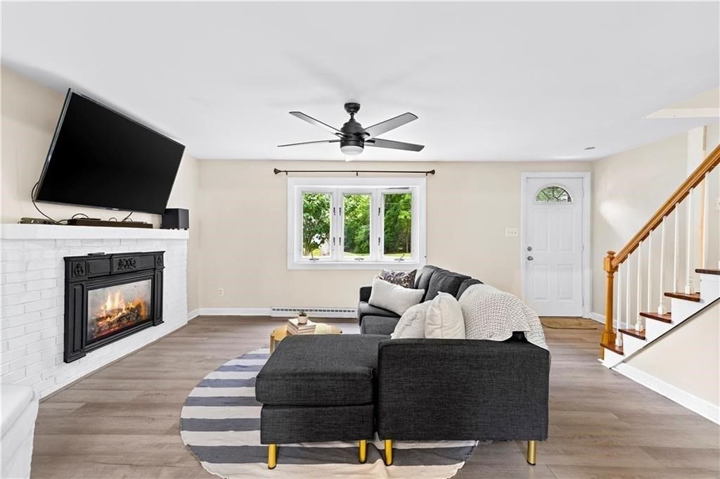 Fireplace, Interior, Living room, Wood Texture Flooring