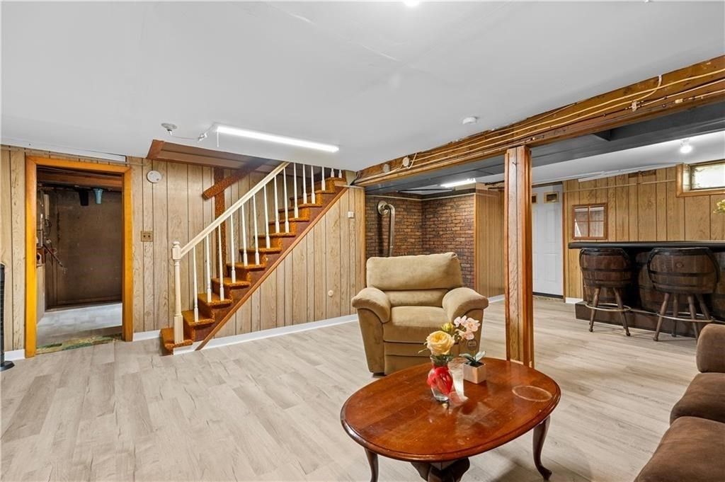 Interior, Recessed Lighting, Stone Walls, Wood Texture Flooring, Wooden Walls