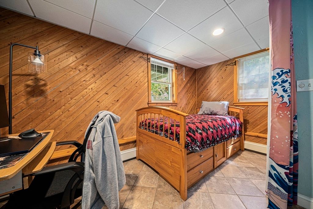 Bedroom, Interior, Recessed Lighting, Wooden Walls