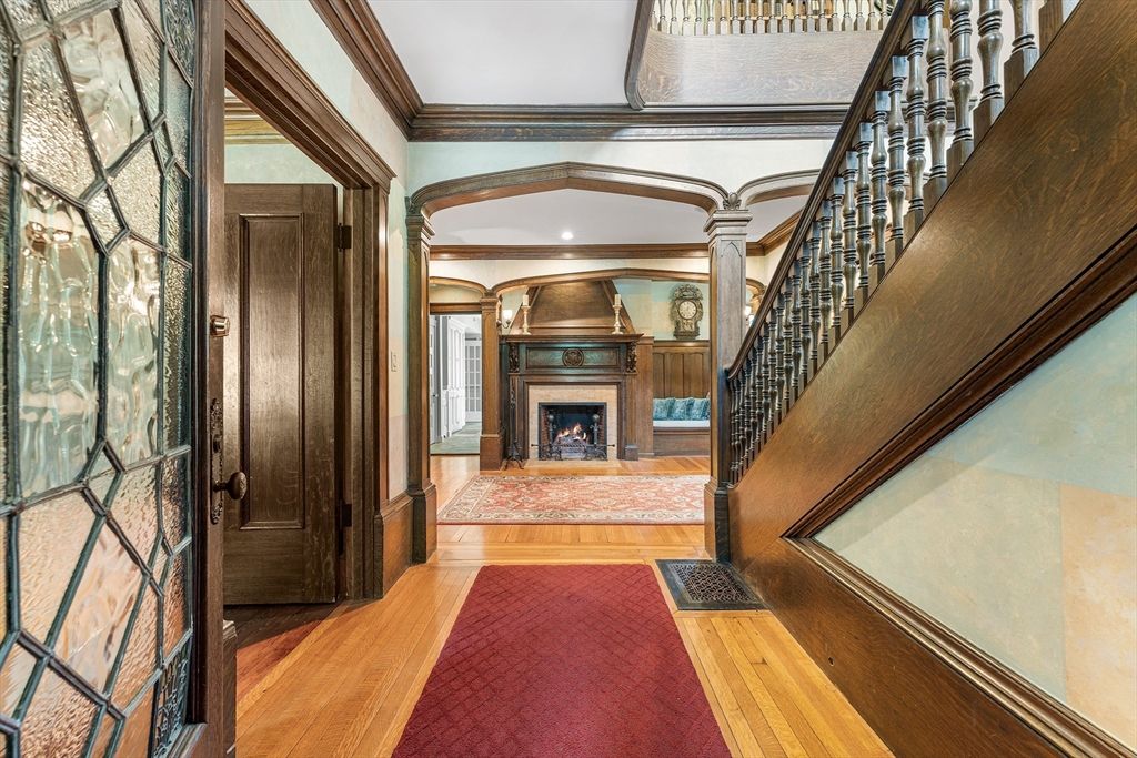 Fireplace, Interior, Recessed Lighting, Wood Texture Flooring