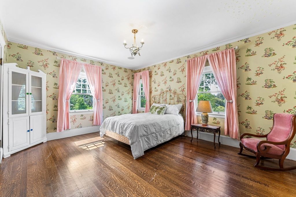 Bedroom, Chandelier, Interior, Wood Texture Flooring