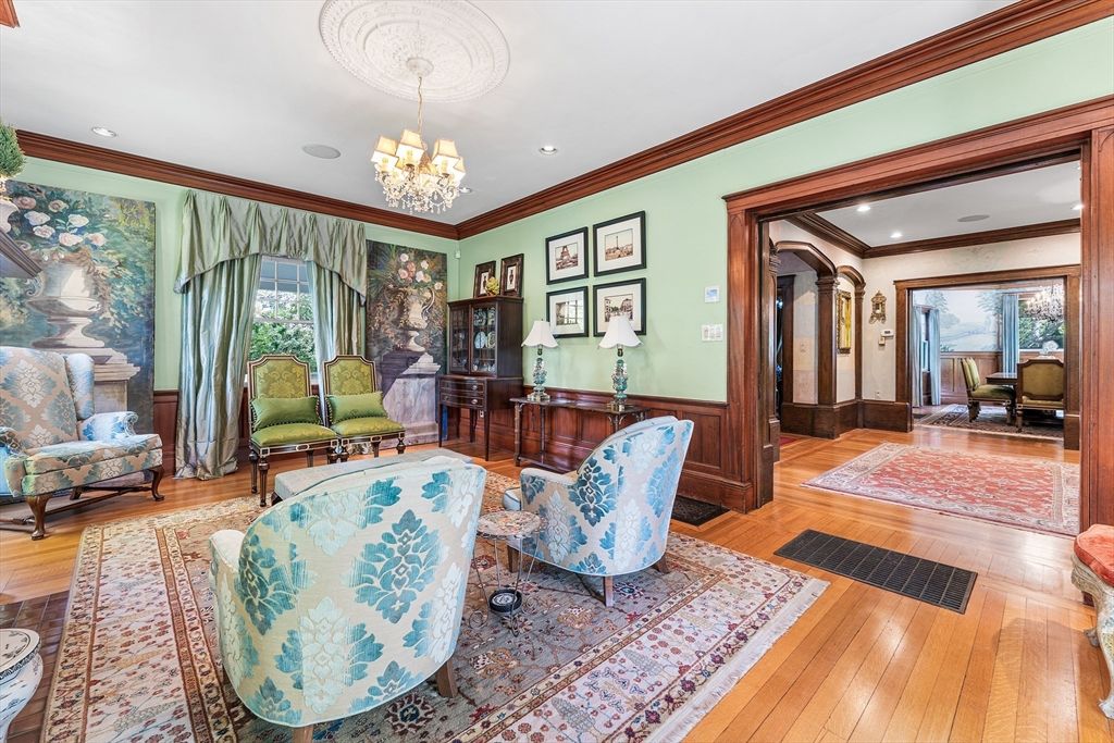 Chandelier, Interior, Living room, Recessed Lighting, Wood Texture Flooring