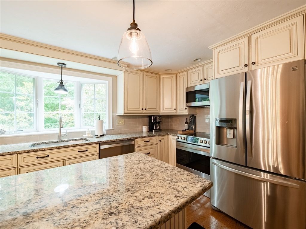 Interior, Kitchen, Pendant Lights, Stainless Steel Appliances, Wood Texture Flooring
