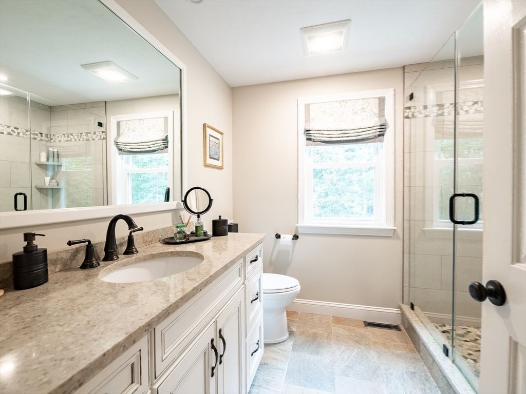 Bathroom, Dual Sink Vanities, Glass Shower, Interior, Recessed Lighting